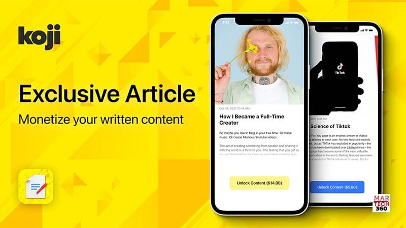 Creator Economy Platform Koji Announces "Exclusive Article" App